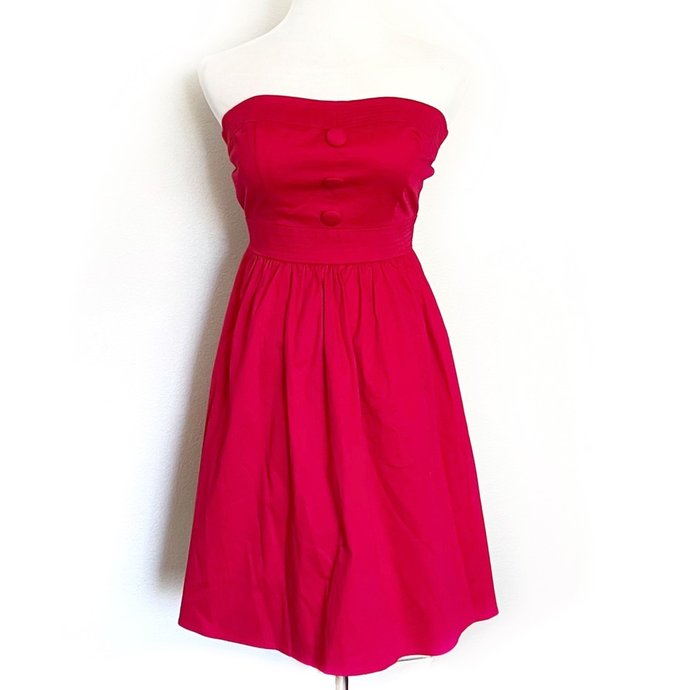 B SMART Strapless Skater Rockabilly Fit n Flare A Line Sundress Red Part…